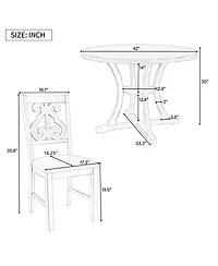 Streamdale Furniture 5-Piece Round Dining Table Set with 4 Fabric Chairs