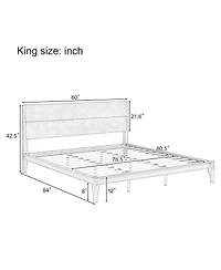 Streamdale Furniture Mid-Century Modern 12'' Bamboo King Platform Bed with Wood Slat Support
