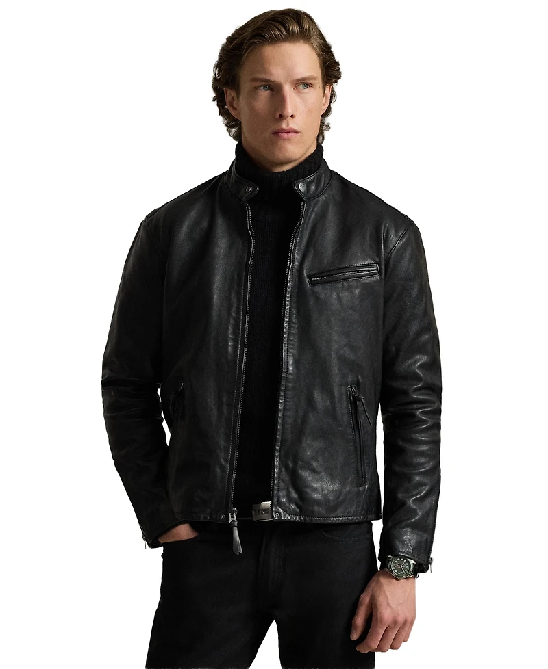 Polo Ralph Lauren Men's Cafe Racer Leather Jacket