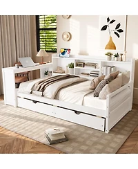 Streamdale Furniture Twin Corner Daybed With Storage, Desk, and Charging