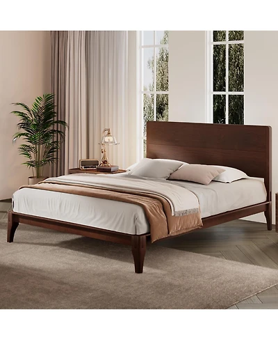 Streamdale Furniture Mid-Century Modern 12'' Bamboo Queen Platform Bed