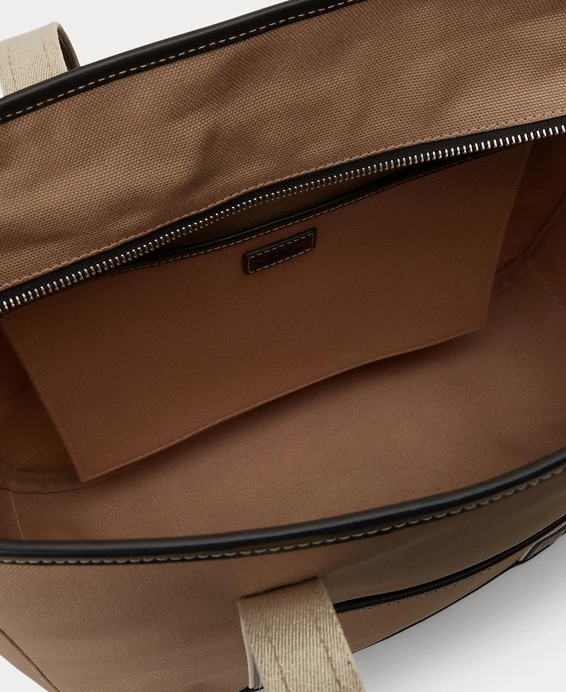 Polo Ralph Lauren Leather-Trim Canvas Medium Shopper Tote