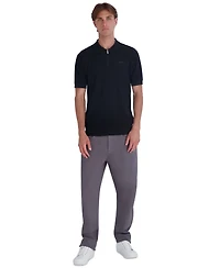 Karl Lagerfeld Paris Men's Leather Patch Quarter-Zip Polo Sweater