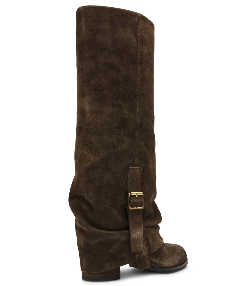 Steve Madden Women's Bozeman Cuffed Block Heel Tall Slouch Boots