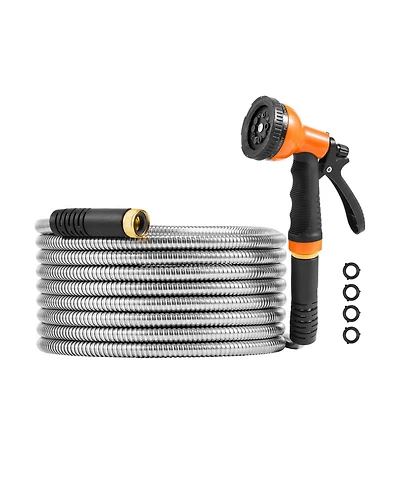 Vevor 25ft Metal Garden Hose Stainless Steel Water Hose Lightweight No Kink