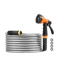 Vevor 25ft Metal Garden Hose Stainless Steel Water Hose Lightweight No Kink