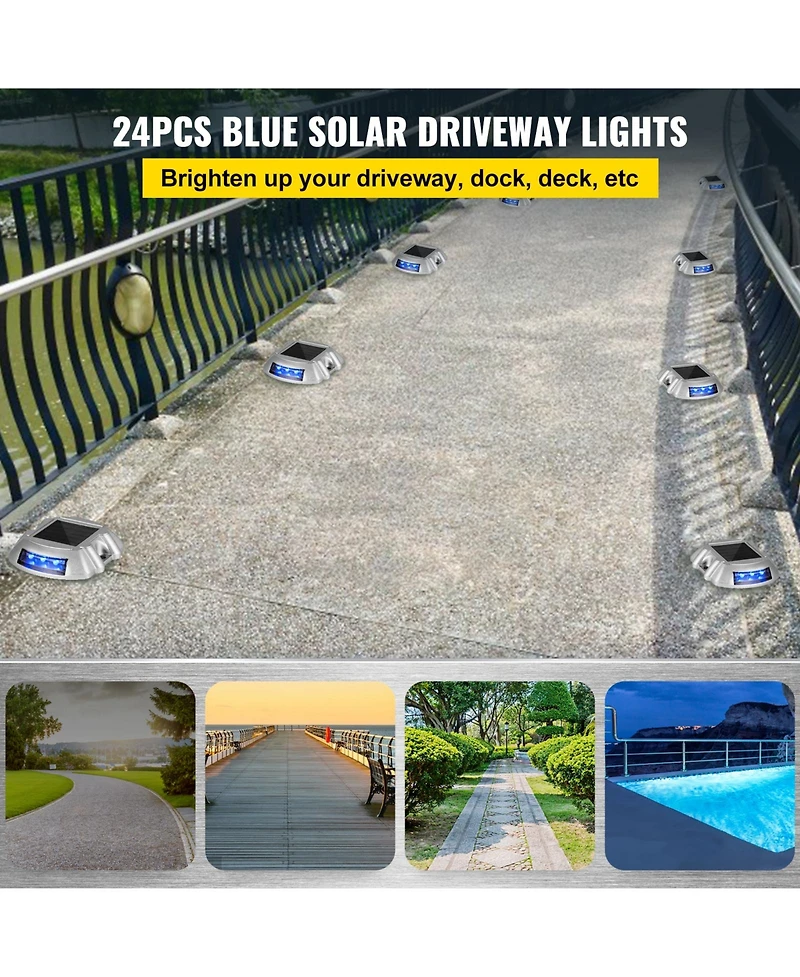 Vevor Driveway Lights, Solar Driveway Lights 24-Pack, Dock lights with Switch, in Blue