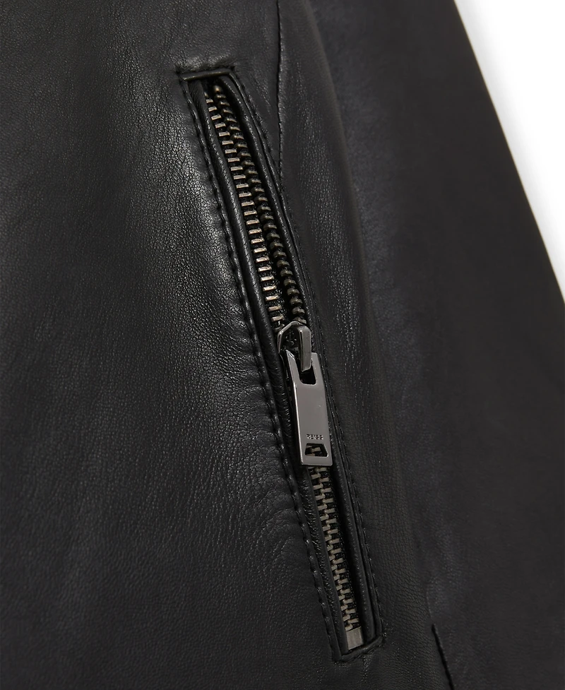 Reiss Women's Allie Leather Collarless Biker Jacket