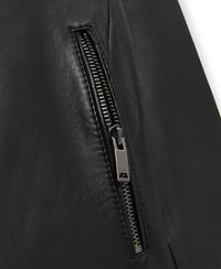 Reiss Women's Allie Leather Collarless Biker Jacket