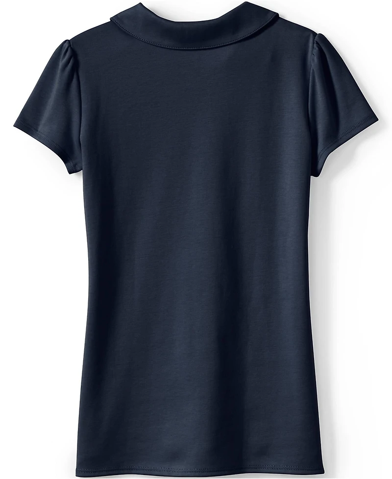 Lands' End Girls School Uniform Short Sleeve Peter Pan Collar Polo Shirt