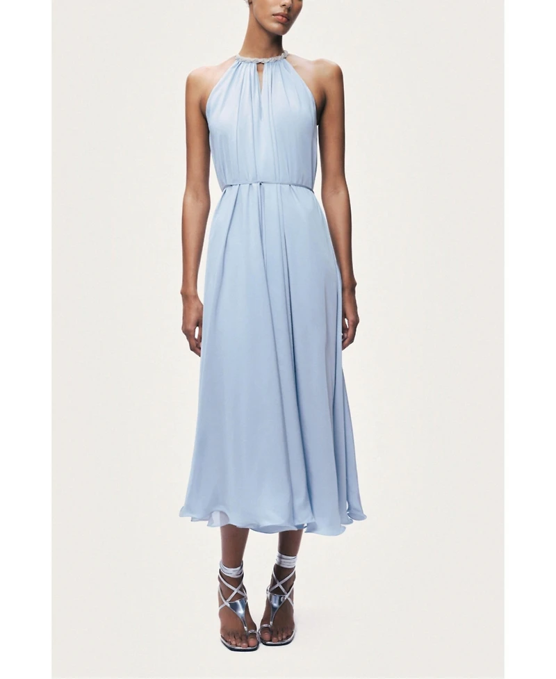 Nocturne Women's Embellished Halter Neck Midi Dress