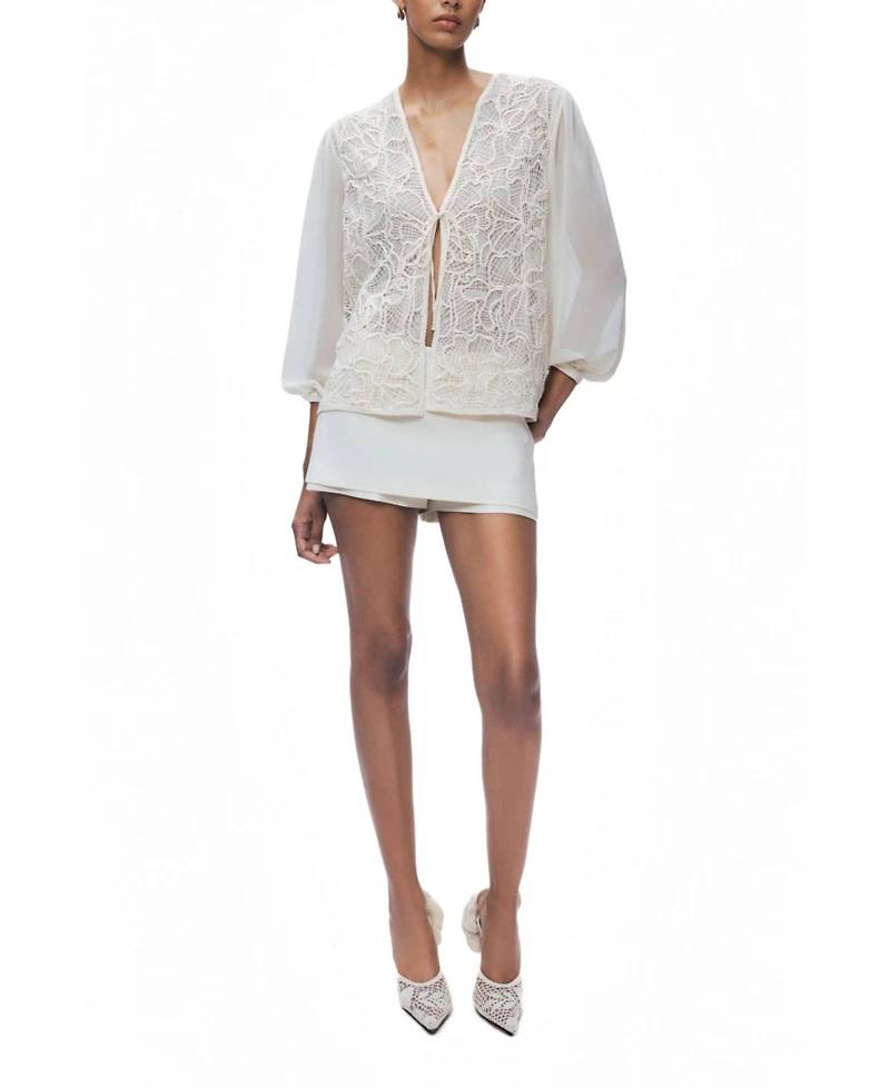 Nocturne Women's Lace Front Sheer Sleeve Jacket