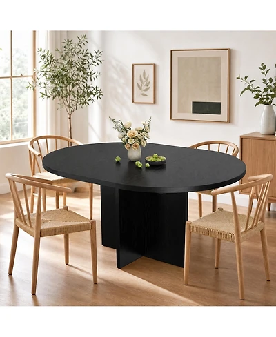gaomon 43.3''-59'' Extendable Round Dining Table for 4-8, Kitchen Oval Dining Table with Removable Leaves