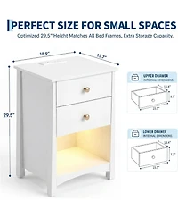 gaomon Set of 2 Mid-Century Nightstands with Charging Station