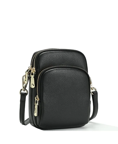 Susu Pace Pebbled Leather Cell Phone Bag Mini Crossbody Purse with Multi Compartments