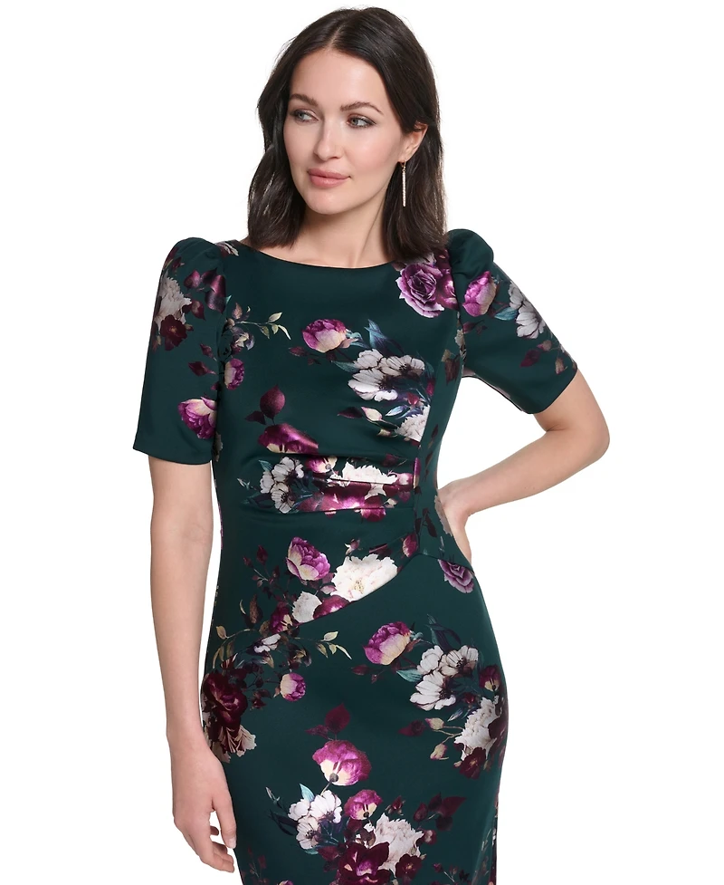 Jessica Howard Petite Elbow-Sleeve Boat Neck Gown