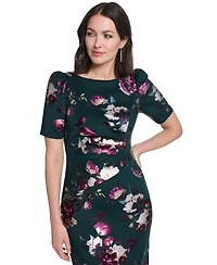 Jessica Howard Petite Elbow-Sleeve Boat Neck Gown