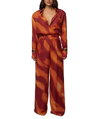 Jluxlabel Women's Soft Pleated High-Waisted Wide-Leg Trouser