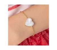 The Lovery Large Mother of Pearl Cz Halo Single Heart Bracelet 14K Gold-Plated Sterling Silver