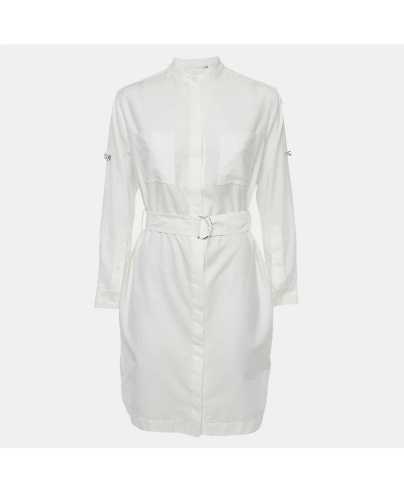 Pre-Owned Burberry Women's Collared Long-Sleeve Belted Shirt Dress