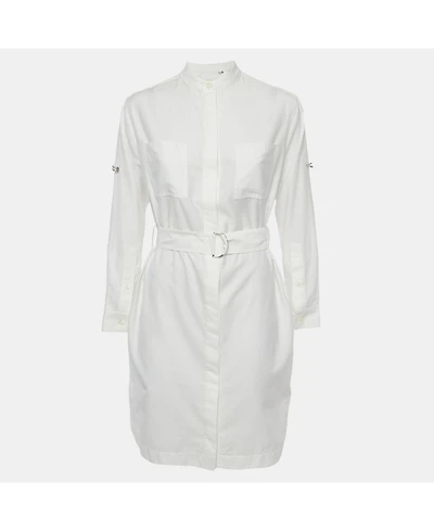 Pre-Owned Burberry Women's Collared Long-Sleeve Belted Shirt Dress