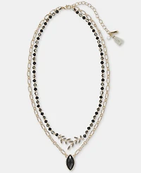 Lonna & Lilly Jet Crystal Two Row Pendant Necklace, 16" + 3" extender