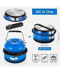 Piscifun 5-piece Camping Cookware Set Nonstick Pot Pan Kettle With Removable Handle For Hiking Picnic