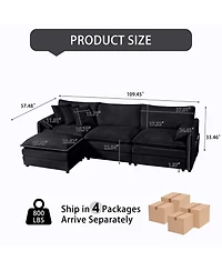 Clihome Modular Sectional Sofa, Oversized Deep Seat L Shaped Couch Set for Living Room, 3-Seater Comfy Cloud Couches,Chenille