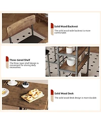 homfan Space Saving 3 Piece Dining Table Set Includes 2 Pu Cushion Chairs, 3 Storage Shelves, Compact Furniture for Kitchen or Breakfast Nook