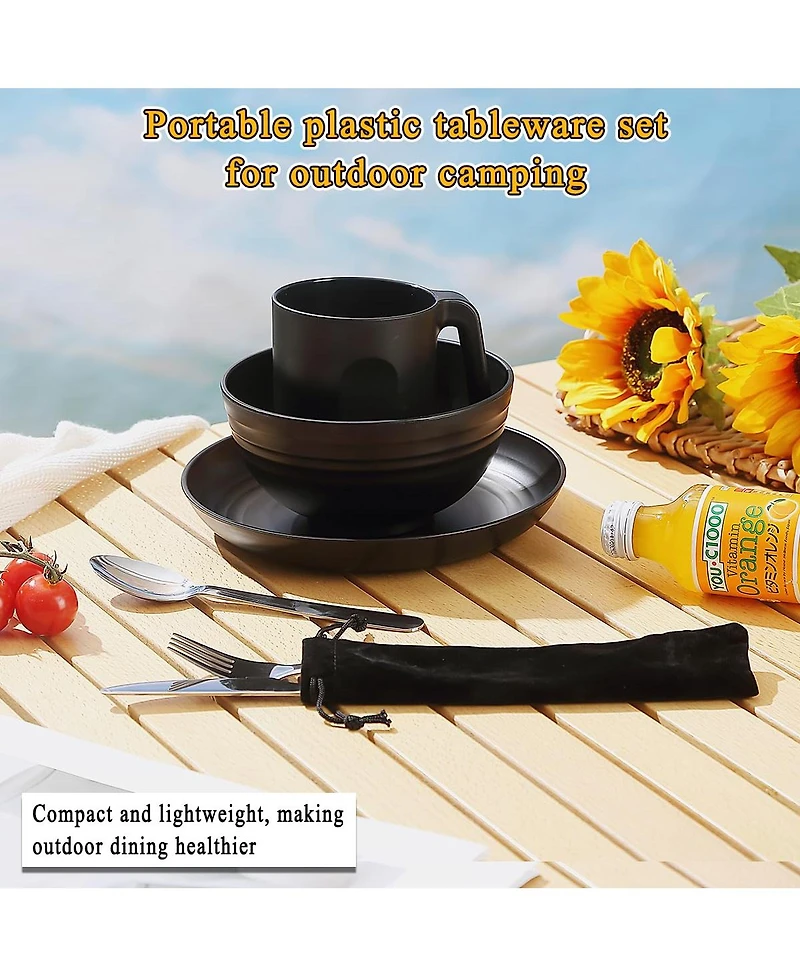 Piscifun Camping Mess Kit Stainless Steel Cutlery Set Cup Bowl Plate For Travel Picnic Outdoor