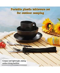 Piscifun Camping Mess Kit Stainless Steel Cutlery Set Cup Bowl Plate For Travel Picnic Outdoor