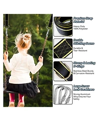 Piscifun 5ft Tree Swing Hanging Kit 5500 Lbs. Capacity Extra Long Straps Screw Lock Carabiners