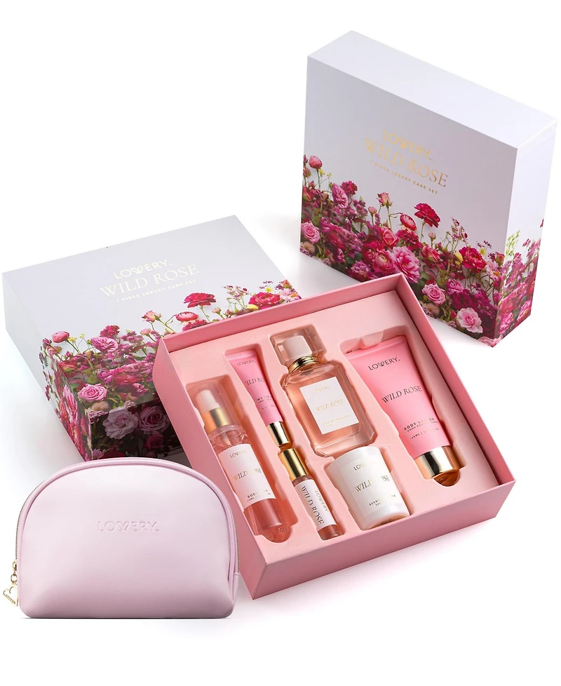 Lovery 8-Pices. Wild Rose Bath and Body Care Gift Set