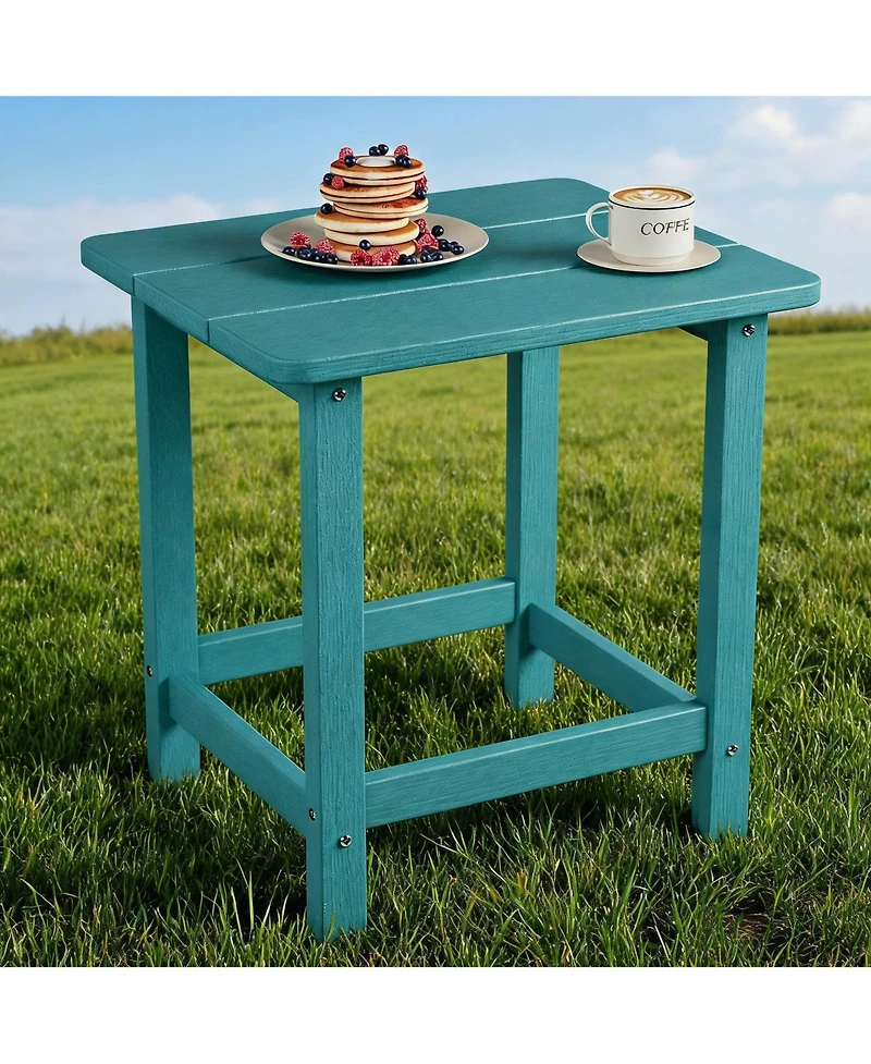homfan Weather Resistant Hdpe Adirondack Square Side Table – Easy Assembly, Maintenance-Free for Patio Garden Balcony Porch Pool Beach