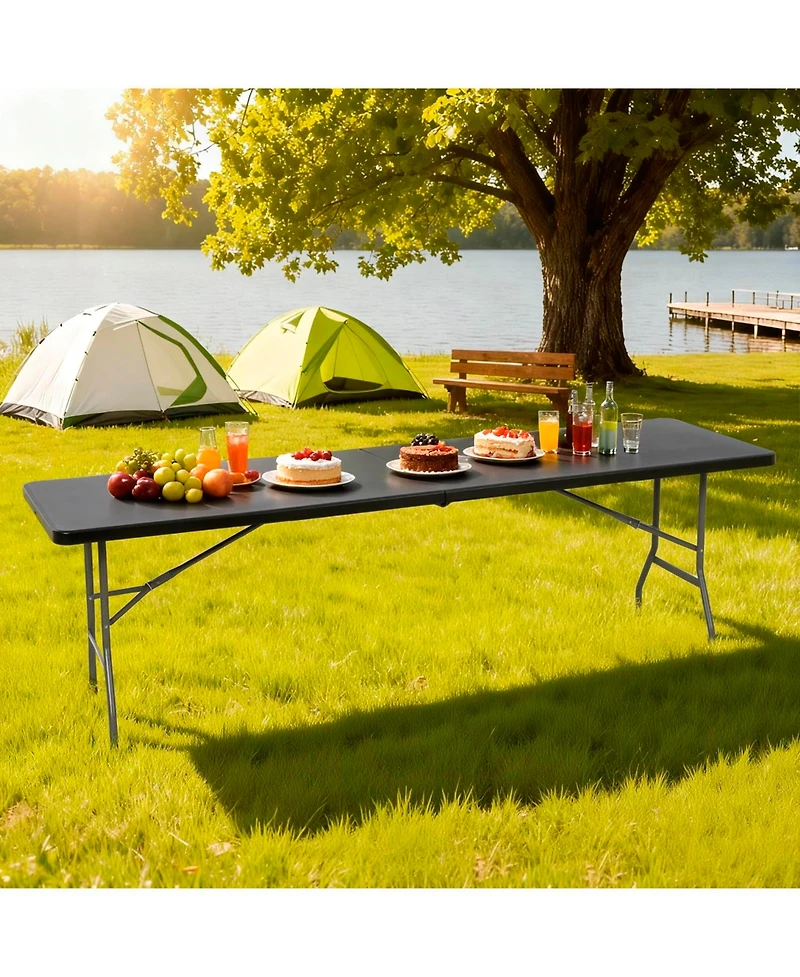 Aofar 8 Feet Folding Table Heavy Duty Plastic Utility Indoor Outdoor Party Dining Lock Function