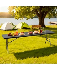Aofar 8 Feet Folding Table Heavy Duty Plastic Utility Indoor Outdoor Party Dining Lock Function