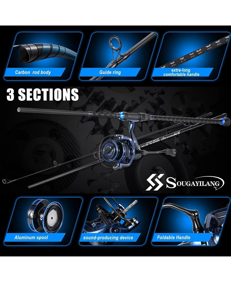 Aofar 10feet Surf Spinning Rod 3-Piece Heavy Saltwater