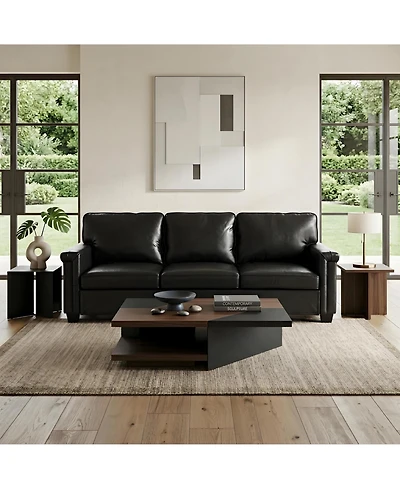 homfan 87.8 inch 3 Seater, Modern Faux Leather with 22 Deep Seat, Wide Square Arms, Firm Cushions, Heavy Duty Frame, Easy to Clean for Apartment