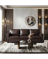 homfan 87.8 inch 3 Seater, Modern Faux Leather with 22 Deep Seat, Wide Square Arms, Firm Cushions, Heavy Duty Frame, Easy to Clean for Apartment