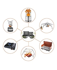 Piscifun 16 Piece Camping Cookware Mess Kit Lightweight Portable Outdoor Hiking Picnic Stove Set