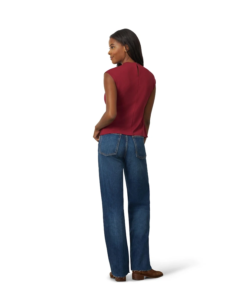 Cable & Gauge Women's Funnel Neck Asymmetric Top