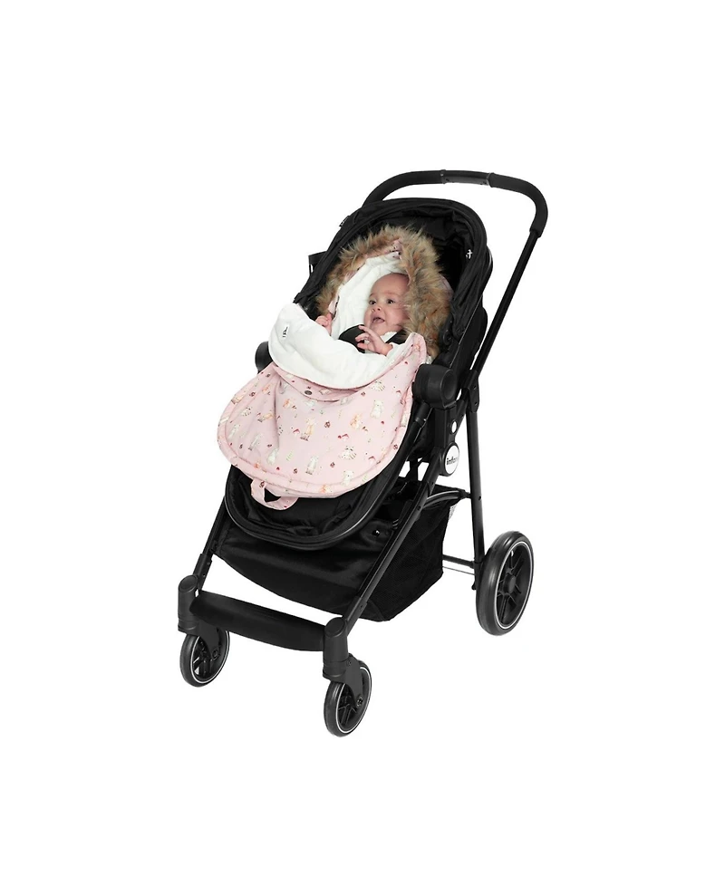 Deux par Deux Baby Girl Bunting Bag for Car Seats and Strollers Pink Animal Print