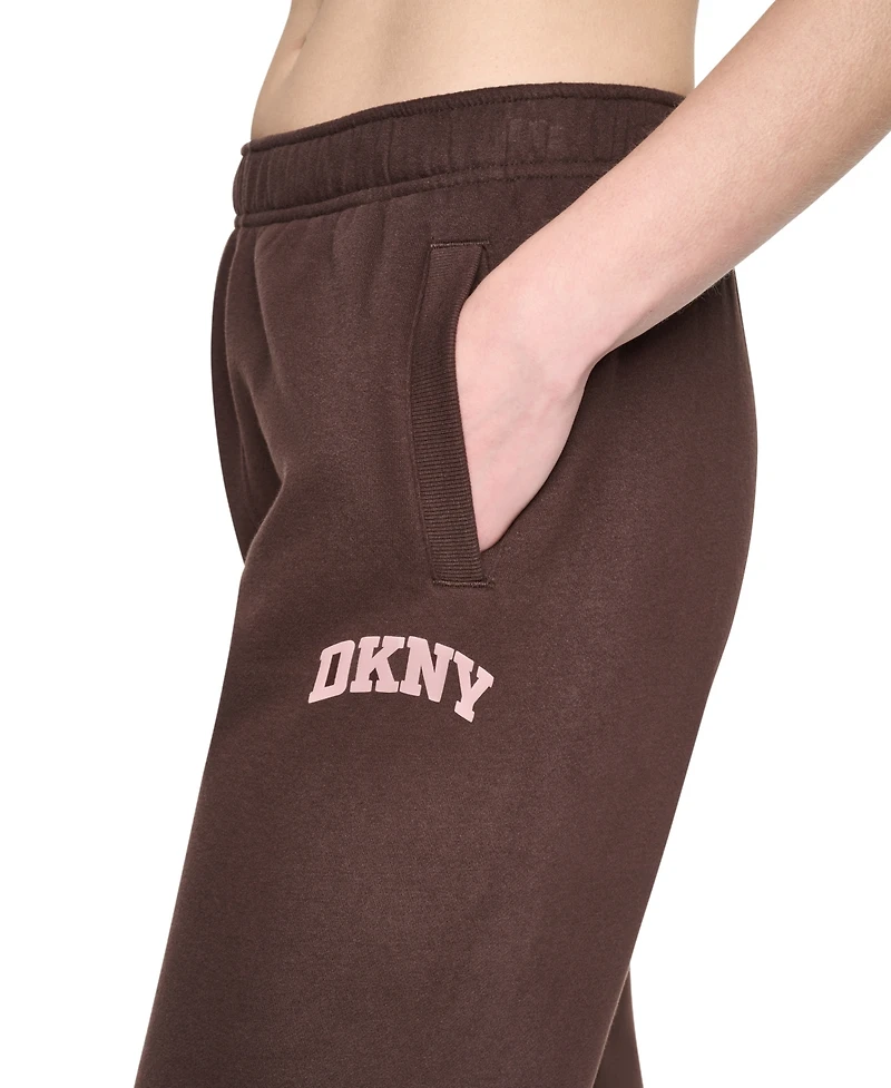 Dkny Sport Women's Mini Puff Varsity Logo Mid-Rise Waistband Joggers