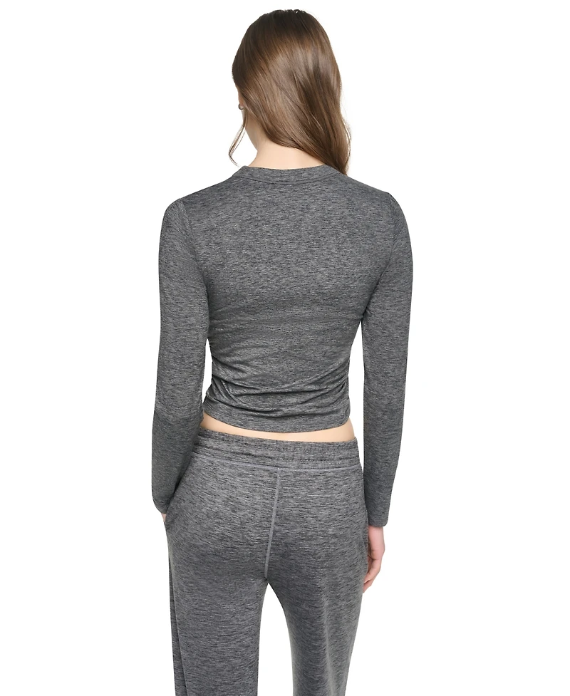 Dkny Sport Women's Crewneck Long-Sleeve Ruched Top