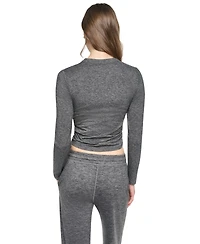 Dkny Sport Women's Crewneck Long-Sleeve Ruched Top