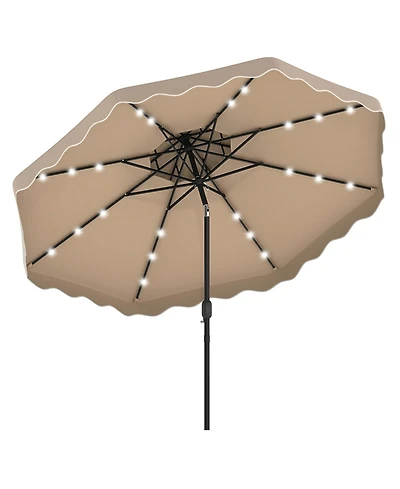 Sugift 10 Feet Solar Led Patio Umbrella for Deck and Pool with 24 Lights and Push Tilt