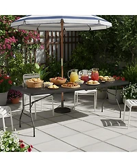 Aofar 8 Feet Folding Table Portable Plastic Steel Frame Lock Handle Events Camping Indoor Outdoor