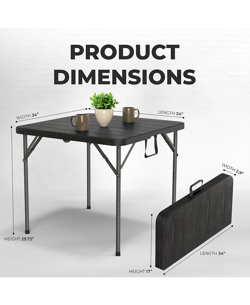 Aofar 3 Feet Foldable Square Table Steel Portable Handle Heavy Duty