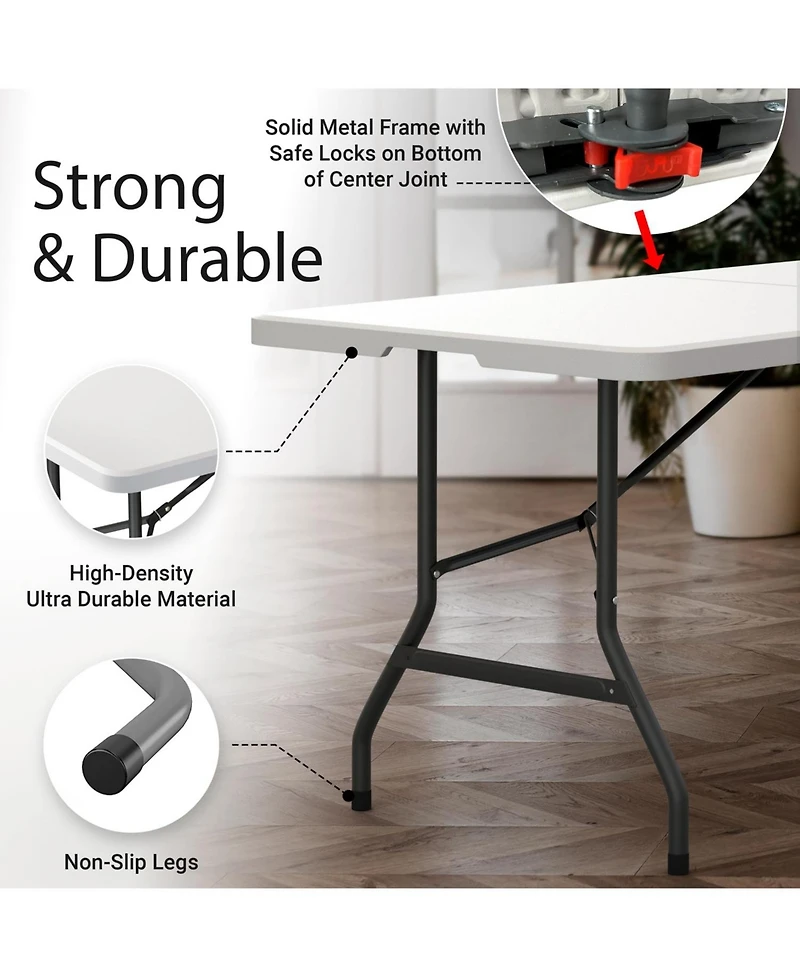 Aofar 6 Feet Folding Table Steel Portable Heavy Duty