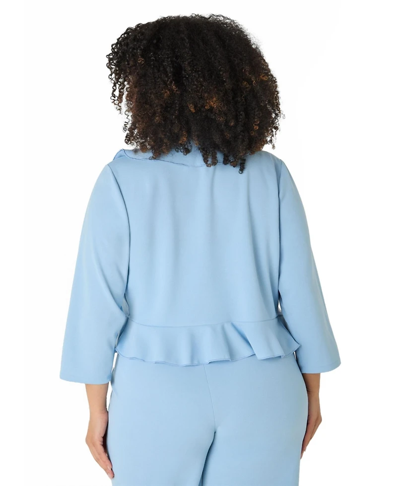 Ashley Stewart Women's Plus Open Front Ruffled Jacket